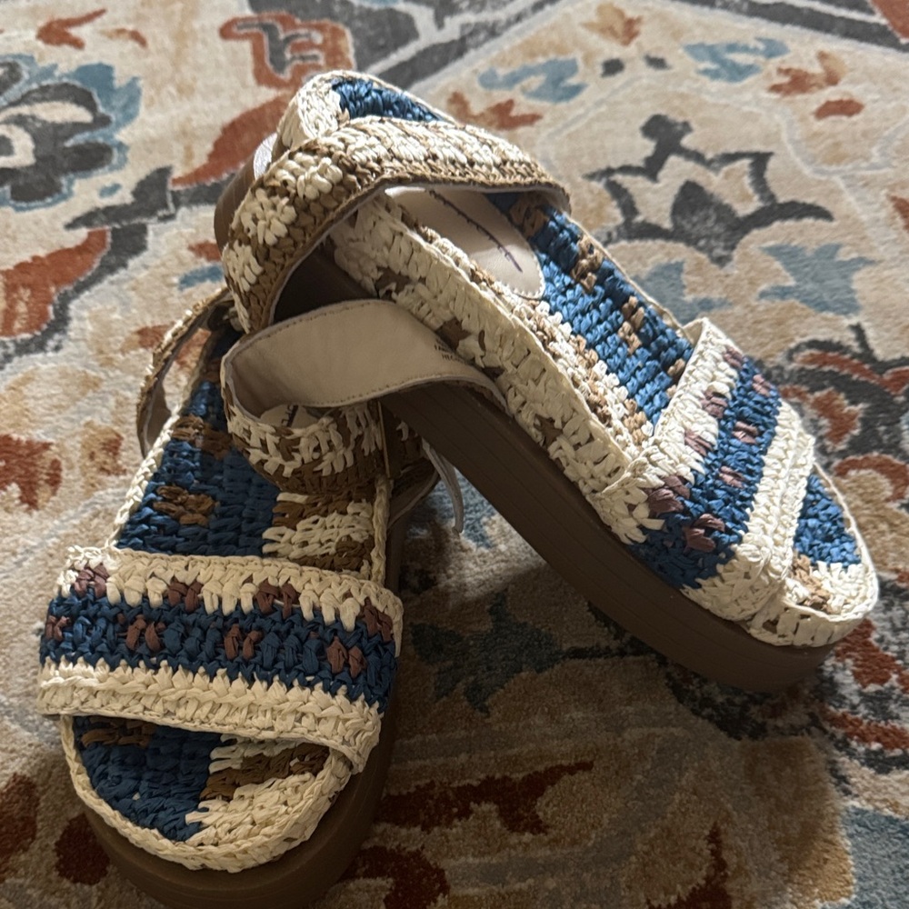 Free People Woven Sandals - Blue and Tan - Picture 2 of 5